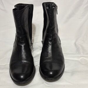 Trouve Black Leather Zip Ankle Boots